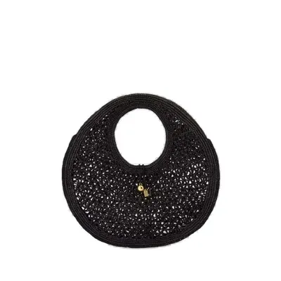 Jacquemus Le Rond Spiaggia Charm Detailed Shoulder Bag In Black