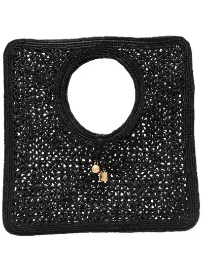 Jacquemus The Spiaggia Woven Raffia Tote Bag In Schwarz