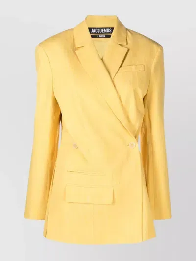 Jacquemus Tibau Linen Blend Blazer In Yellow