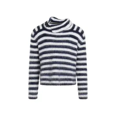 Jacquemus Turtleneck Striped Sweater In Blue