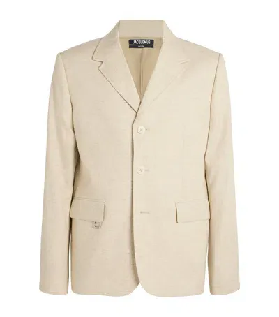 Jacquemus Viscose-linen Single-breasted Blazer In Beige