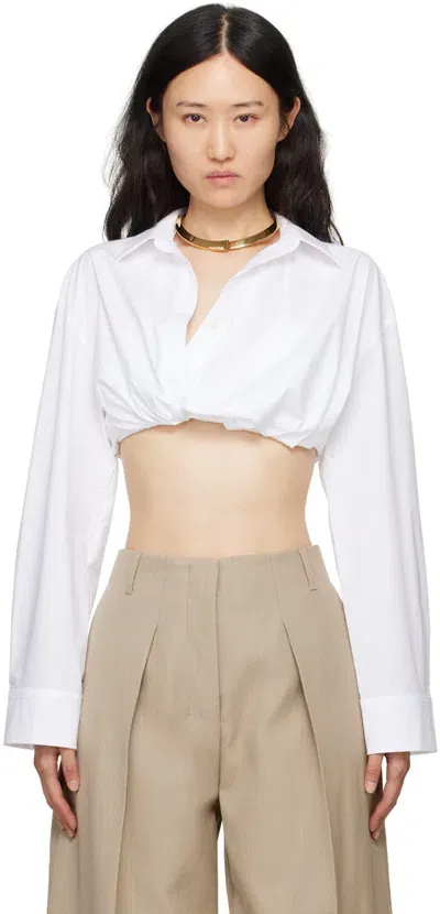 Jacquemus Long Sleeve Cropped Shirt In Neutrals