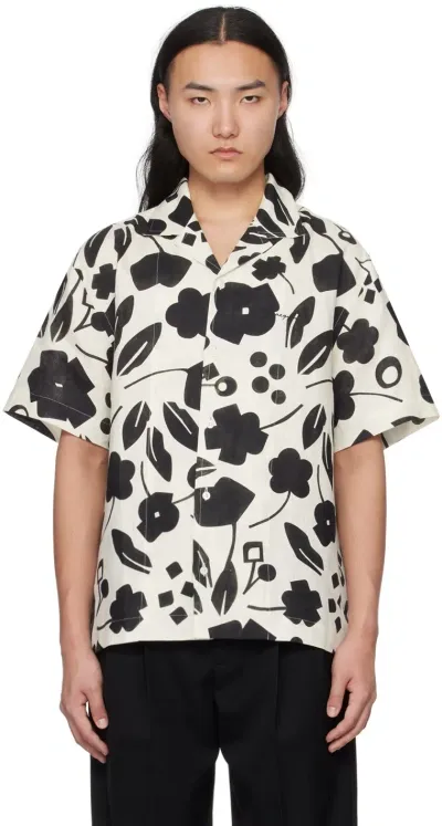 Jacquemus La Chemise Melo Floral Linen Shirt In White,black