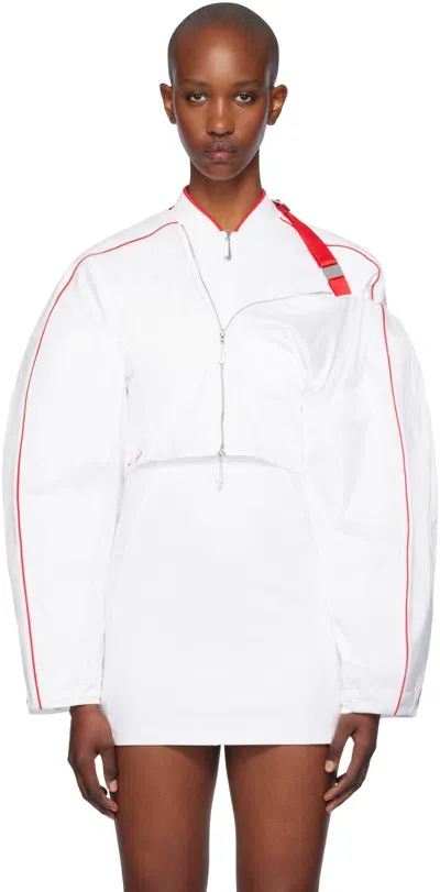 Jacquemus White Nike Edition Round Jacket In White/university Red