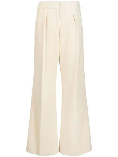 Jacquemus Wide-leg Flared Trousers In Neutrals