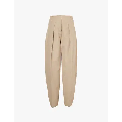 Jacquemus Womens Beige Pressed-creased High-rise Balloon-leg Woven Trousers