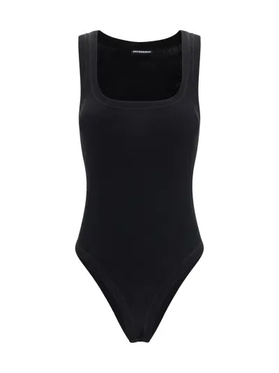 Jacquemus Caraco Ribbed Cotton-jersey Bodysuit In Black