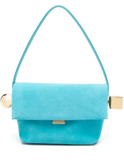 Jacquemus Women's Le Rond Carre Leather Shoulder Bag In Blue