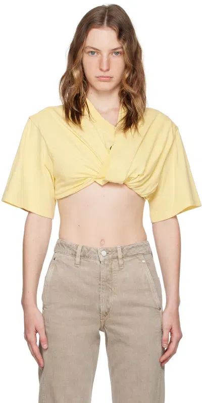 Jacquemus Bahia Twisted Cropped T-shirt In Giallo