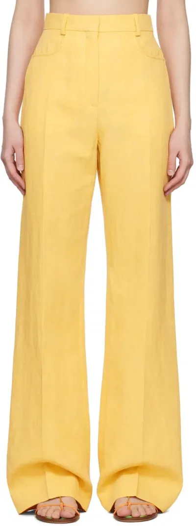 Jacquemus Yellow Le Raphia 'le Pantalon Sauge' Trousers In 250 Yellow