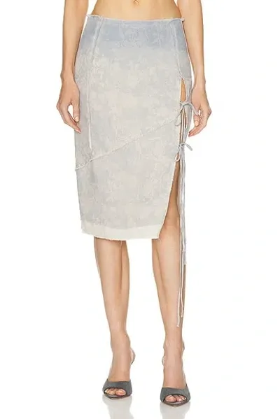 Jade Cropper High Slit Midi Skirt In Wilted Flowers & Beige