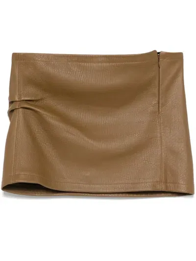 Jade Cropper Leather Mini Skirt In Ocra