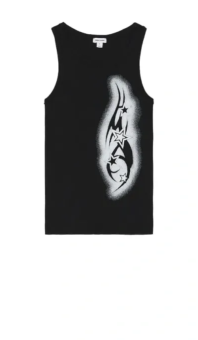 Jaded London Airbrush Star Tribal Ribbed Vest In Black