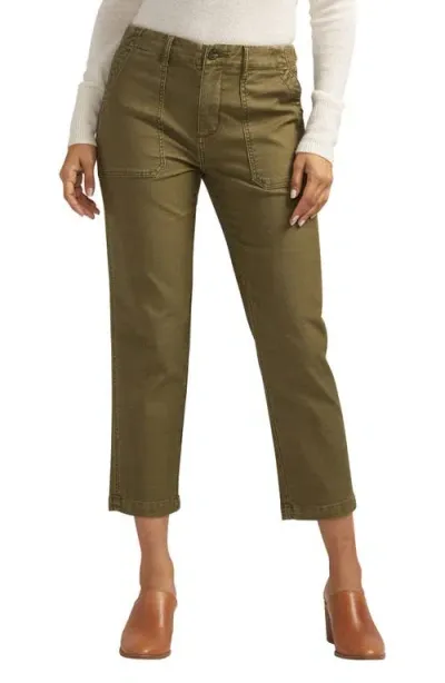 Jag Jules Crop Utility Pants In Moss