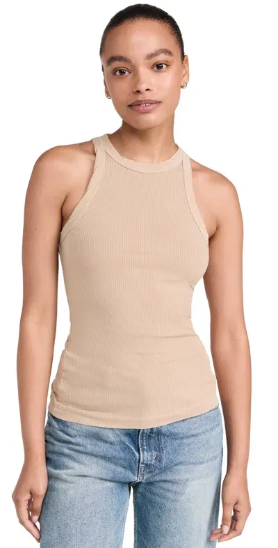 James Perse Ribbed Stretch-supima Cotton Tank In Sand Dune Pigment