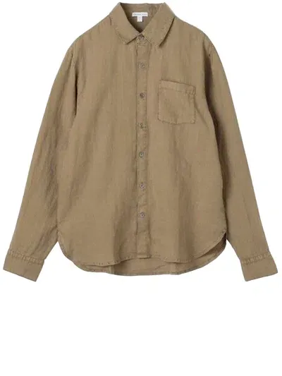 James Perse Linen Shirt In Beige