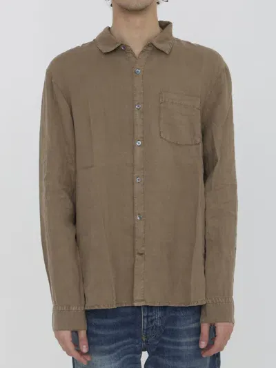 James Perse Linen Shirt In Brown