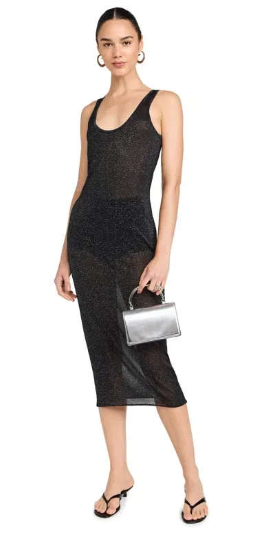 James Perse Metallic Knit Tank Dress Black