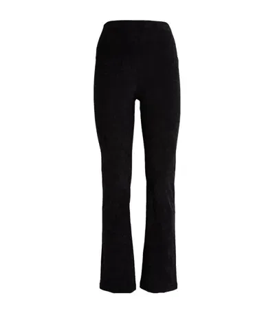 James Perse Cropped Stretch Crushed-velvet Flared Leggings In Black