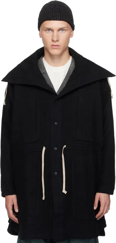 Jan-jan Van Essche Black O-project Teddy Wool Jacket