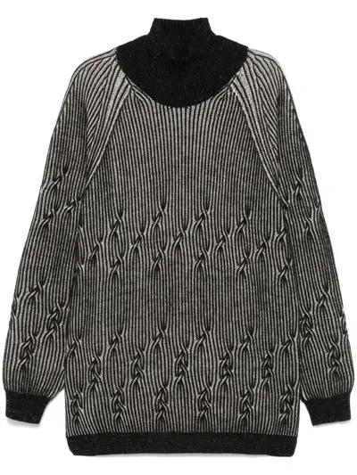 Jan-jan Van Essche Cable-knit Turtleneck Sweater In 灰色