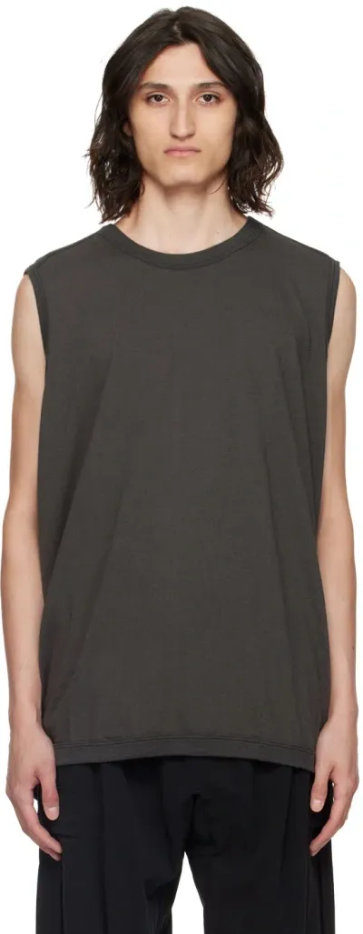 Jan-jan Van Essche Gray Crewneck Tank Top In Off-black