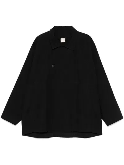 Jan-jan Van Essche Twill Shirt Jacket In Black