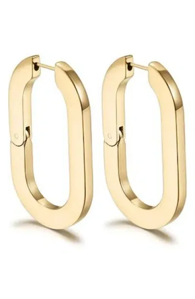 Jane Basch Designs Flat Oval Hinge Hoop Earrings In Gold