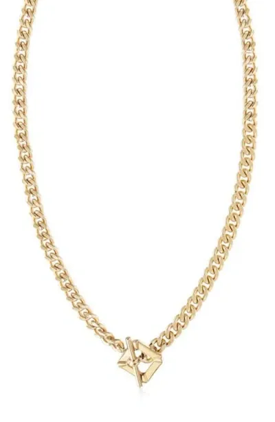 Jane Basch Designs Toggle Pendant Curb Chain Necklace In Gold