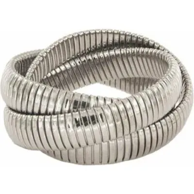 Jane Basch Designs Twisted Triple Strand Stretch Bracelet In Silver