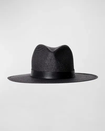 Janessa Leone Simone Packable Fedora Hat In Black