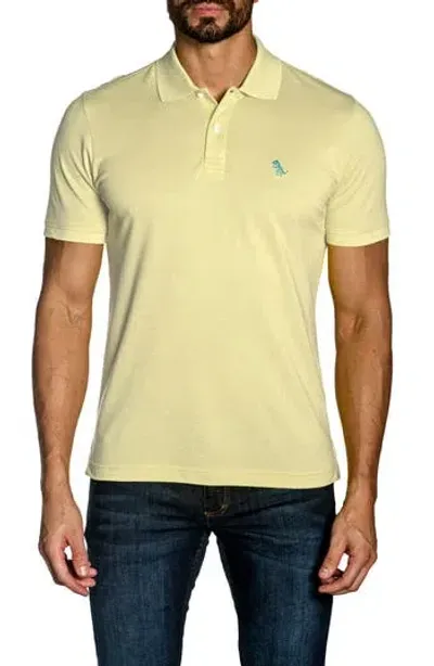 Jared Lang Men's Dinosaur Pima Cotton Polo In Pastel Yellow