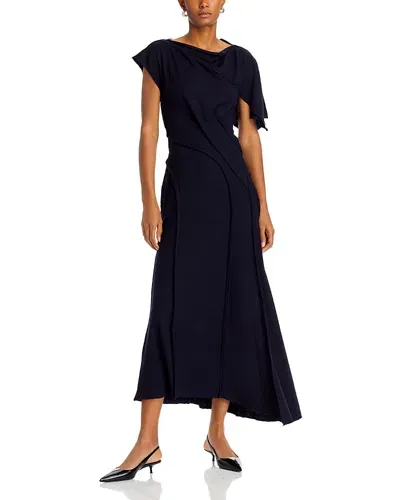 Jason Wu Collection Asymmetrical Wool Dress In Navy