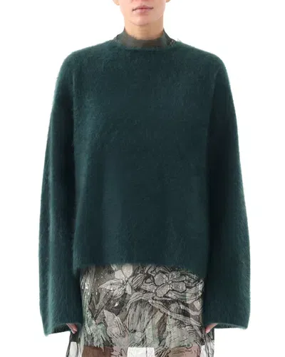 Jason Wu Collection Drop Shoulder Brushed Cashmere Sweater In Hunter Green