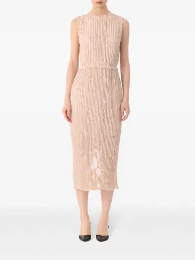 Jason Wu Collection Floral Pleated Dress In Neutrals