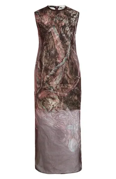 Jason Wu Collection Floral Print Silk Organza Sheath Dress In Cabernet/lilac Multi