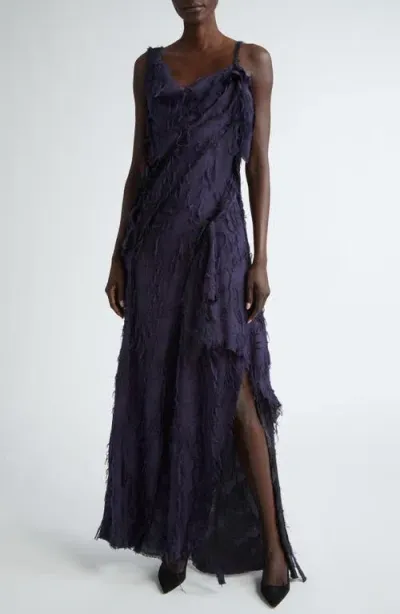 Jason Wu Collection Frayed Jacquard Gown In Navy