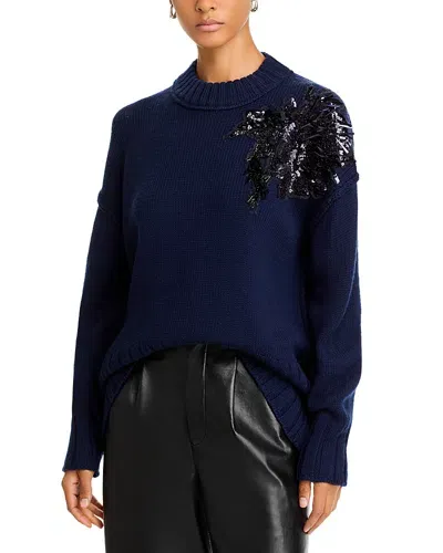 Jason Wu Collection Pincushion Embellished Wool Sweater In Navy