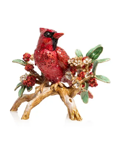 Jay Strongwater Cardinal On Branch Figurine In Natural