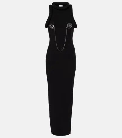 Jean Paul Gaultier Jersey Viscose Long Dress With Foam Detail In Black