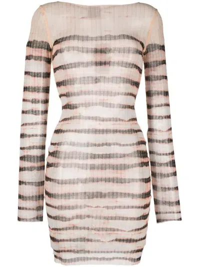 Jean Paul Gaultier Beige Beige Striped Print Short Dress