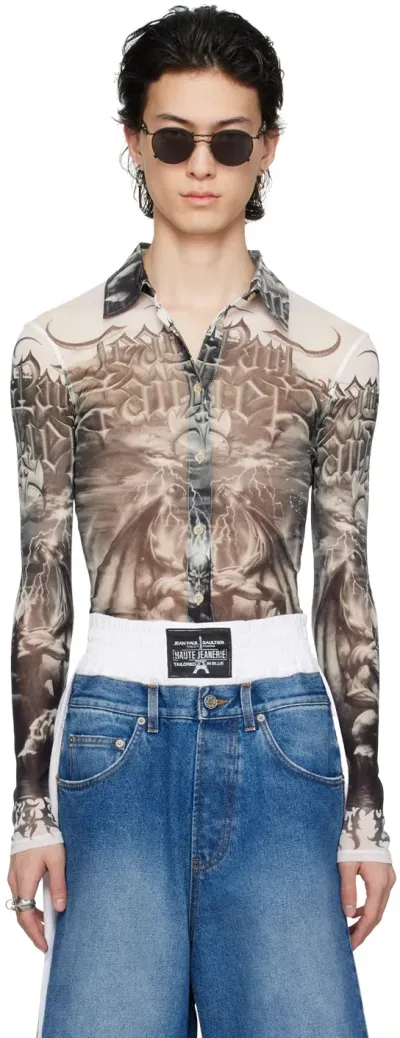 Jean Paul Gaultier Black & White 'the Diablo' Shirt In 0100-white/black