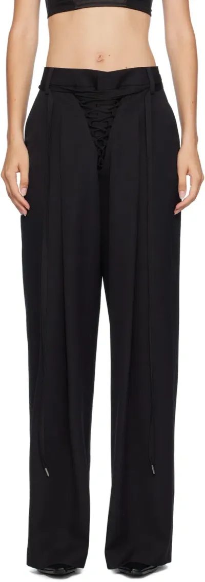 Jean Paul Gaultier Black 'the Lace-up' Trousers In 00-black