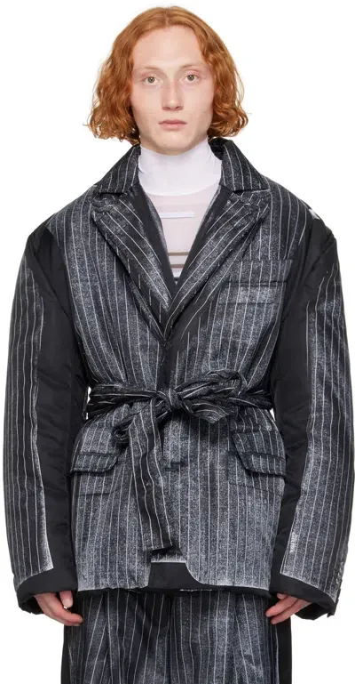 Jean Paul Gaultier Black 'the Trompe-l'œil' Padded Coat In 0001-black/white