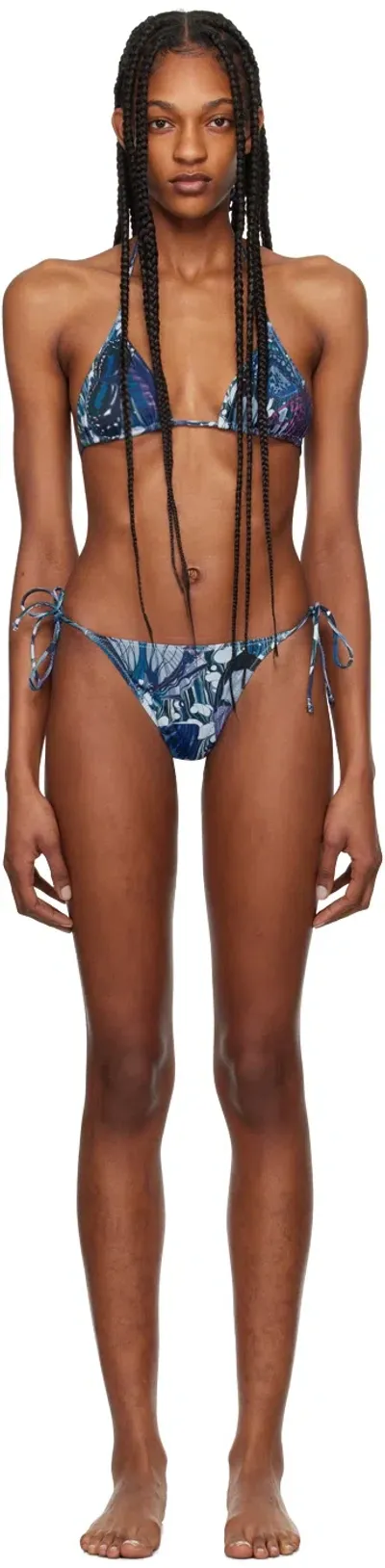 Jean Paul Gaultier Papillon Two-piece Swimsuit In Blue Multicolor