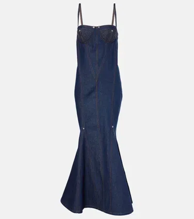 Jean Paul Gaultier Denim Maxi Dress In Indigo