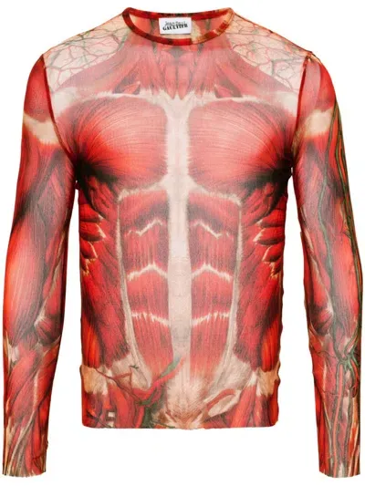 Jean Paul Gaultier Écorché Longsleeve Top Red In Multicolor