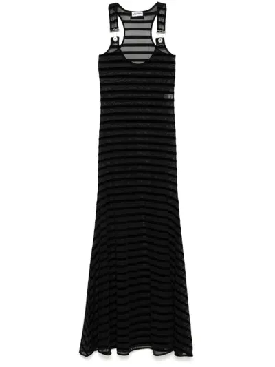 Jean Paul Gaultier Flocked Maxi Dress In Black