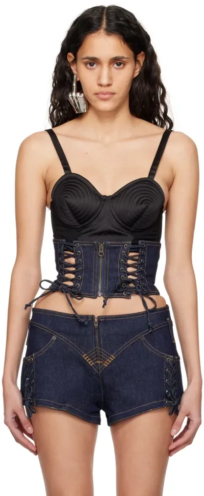 Jean Paul Gaultier Corset-style Denim Top In Blue