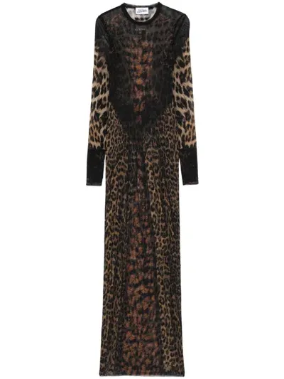 Jean Paul Gaultier Leopard-print Mesh Dress In Animalier